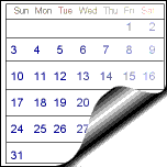 Calendar showing the days of the week.
